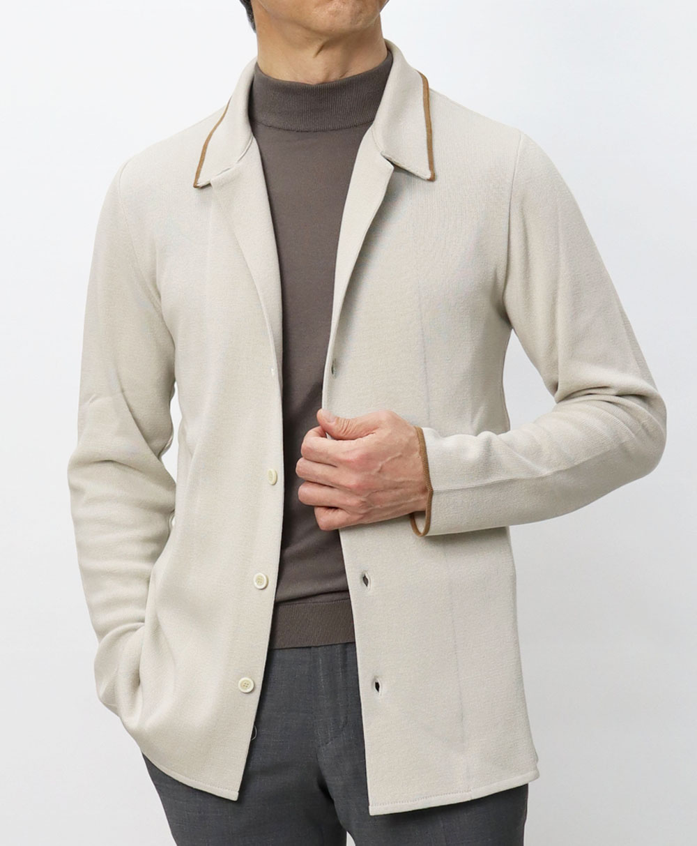 ラルディーニ / LARDINI / ニット ジャケット / シャツ襟 / コットン