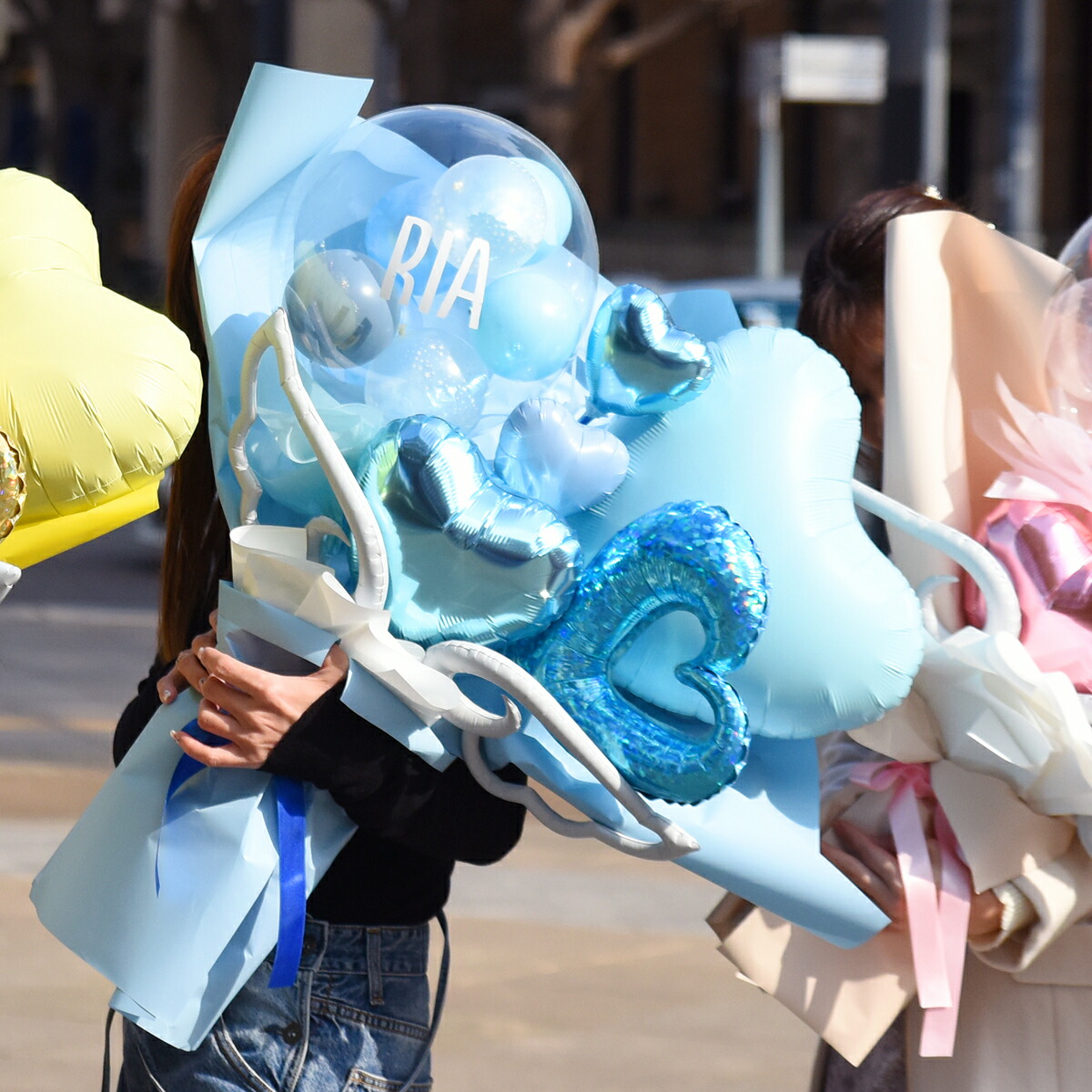 卒業 花束 大きい 80cm 名入れ Bigバルーンブーケ 【膨らませてお届け