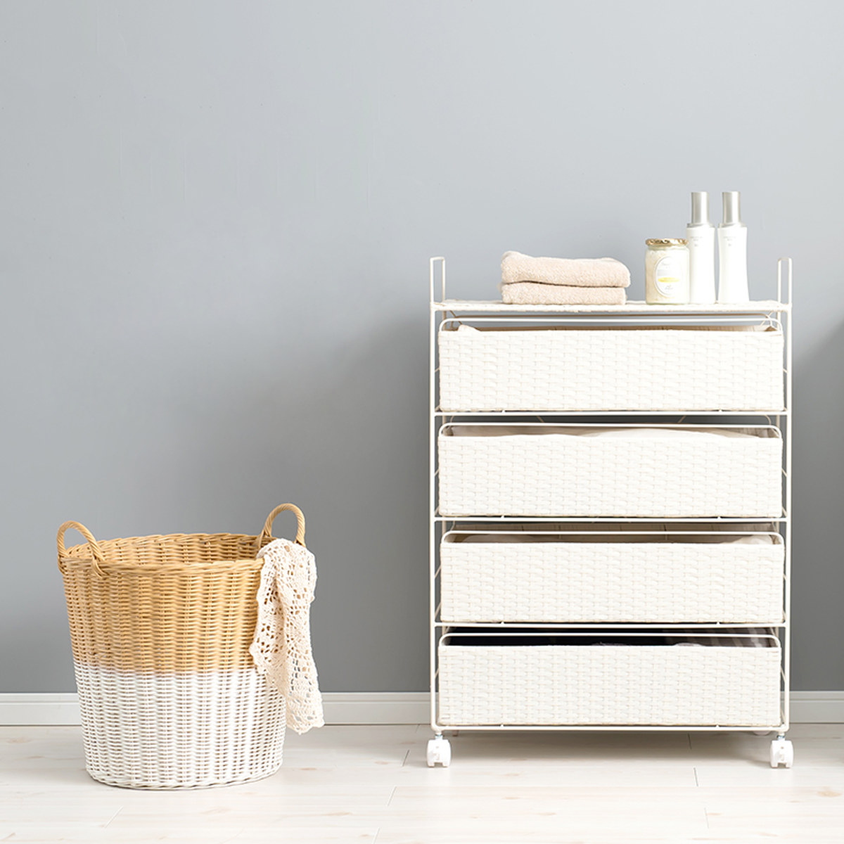 楽天市場】ランドリーチェスト 4段 幅60cm 高さ85cm キャスター付