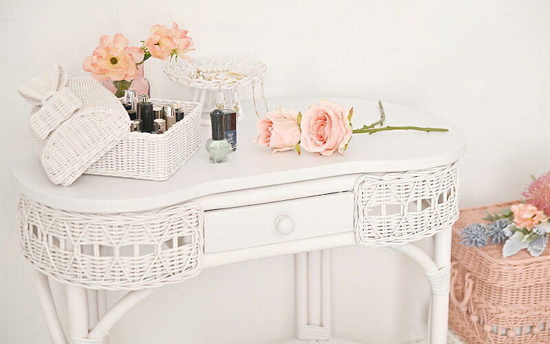 楽天市場】デスク ドレッサー 引き出し コンパクト ラタン 木製