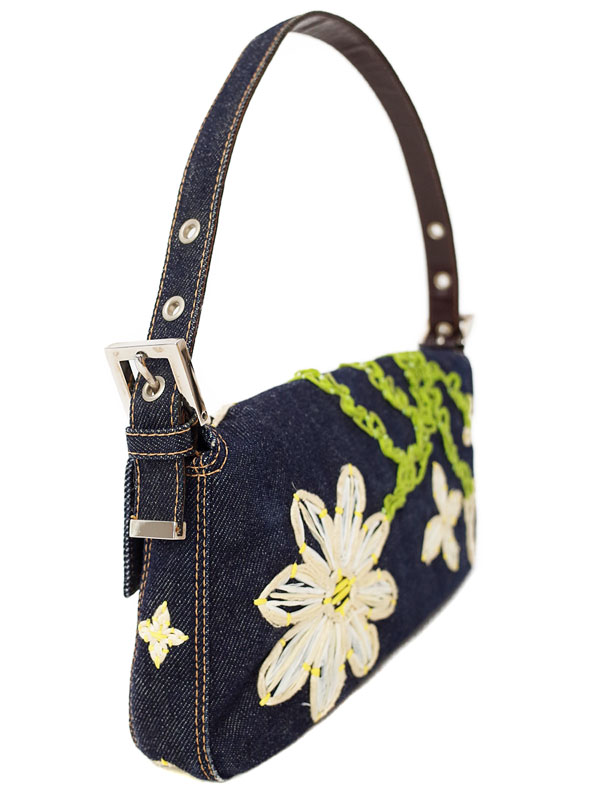 FENDI】【花柄】【刺繍】フェンディ『フラワーデニム バケットバッグ