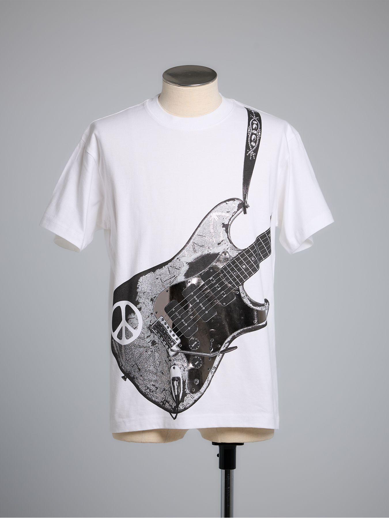 THE ONENESS - T-Shirts / ギタープリント Tシャツ / ホワイト×箔