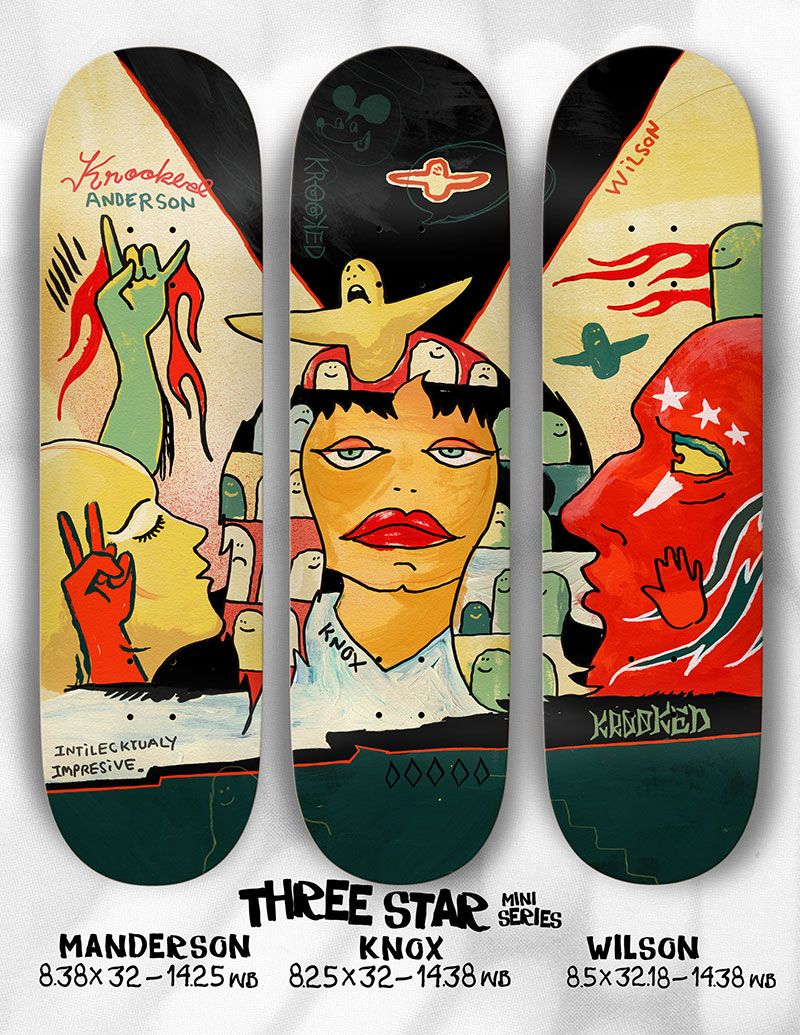 KROOKED SKATEBOARDS - Krooked Three Star Knox 8.25 / スケボー