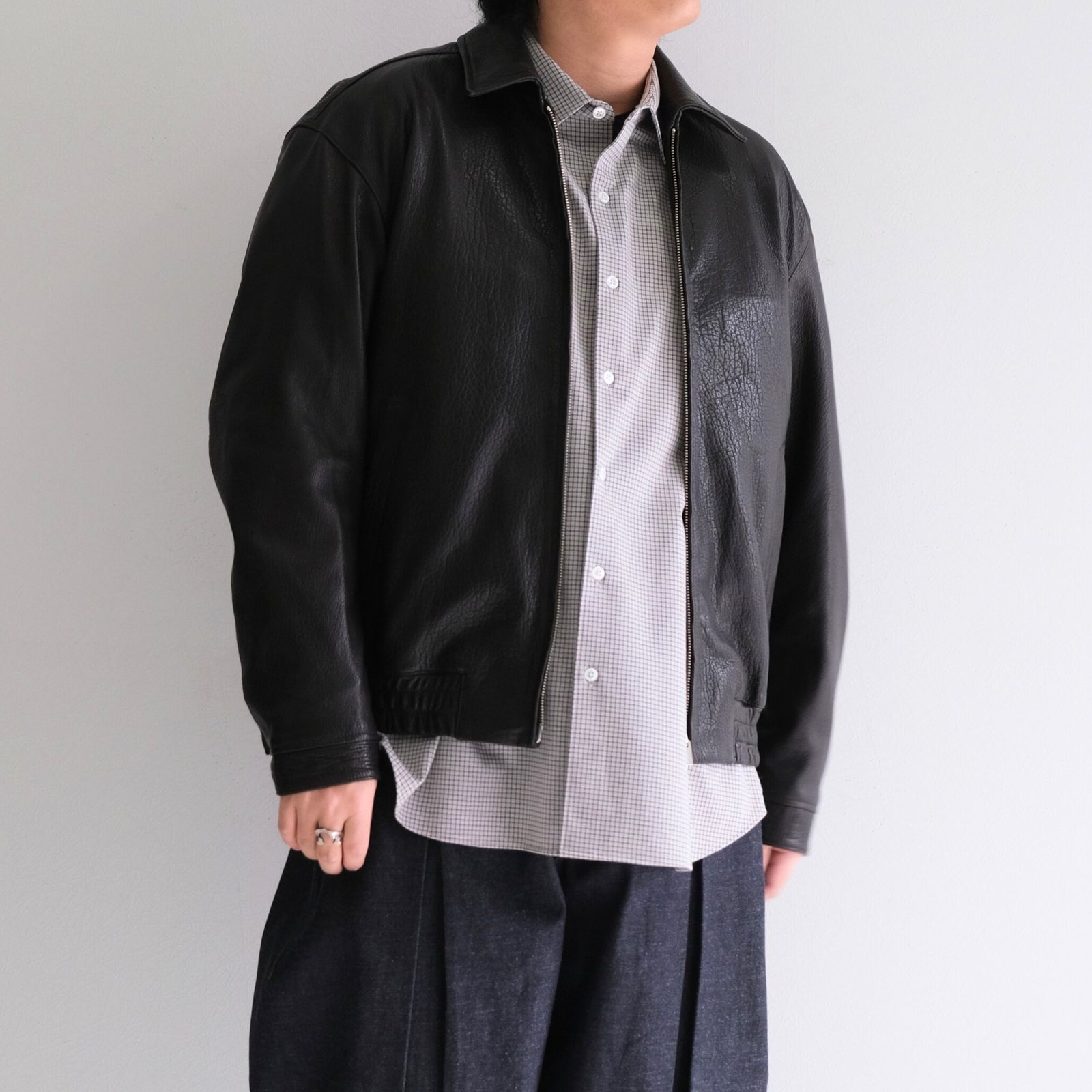 SEVEN BY SEVEN - LEATHER ZIP UP BLOUSON ‐Sheep Shrink leathe
