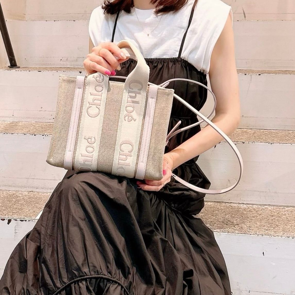 Chloé - リネン製WOODYスモールトートバッグ / トートバッグ / Wild