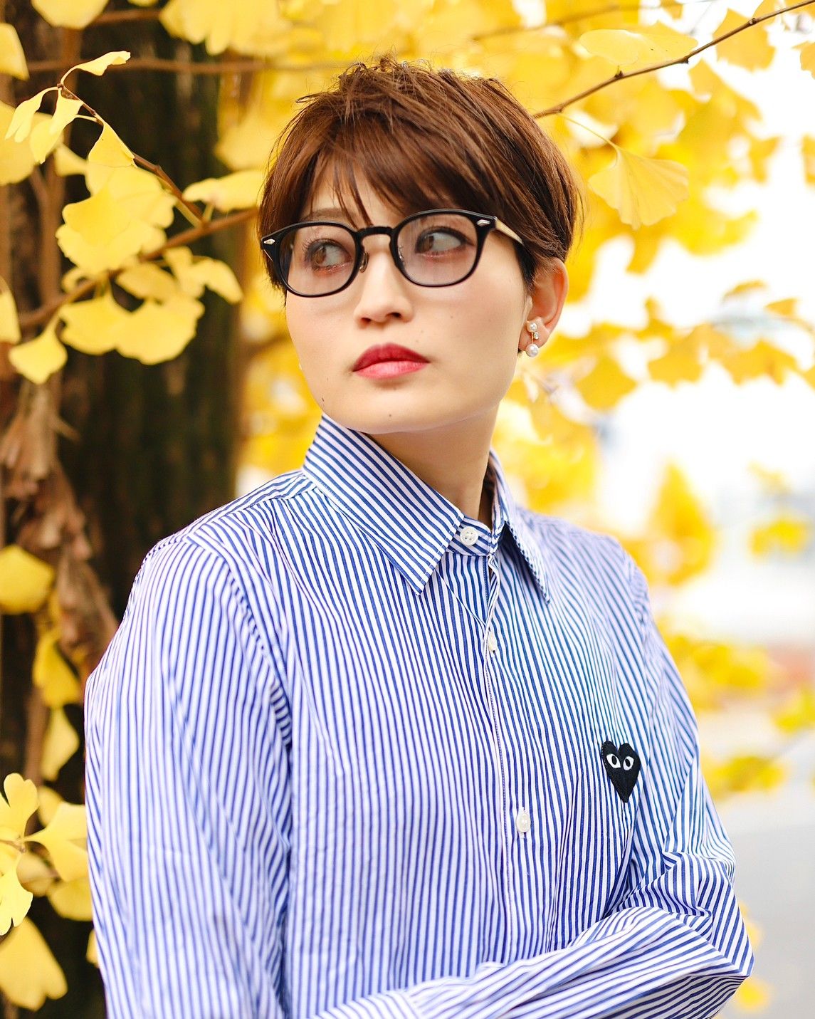 PLAY COMME des GARCONS レディース ストライプシャツstyle.2023.12.5