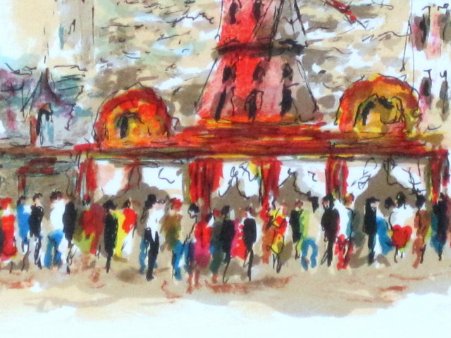 フランス風景画・ウシエ「ムーランルージュ」リトグラフ