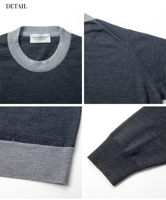 JOHN SMEDLEY ジョンスメドレー SKERN バイカラークルーネックニット
