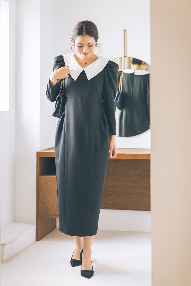 mana maruyamaさんコラボ】レースカラーコクーンワンピース