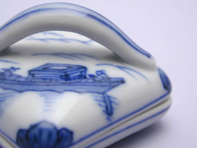 龍豊窯 石田滋圭 染付隅田川 香合