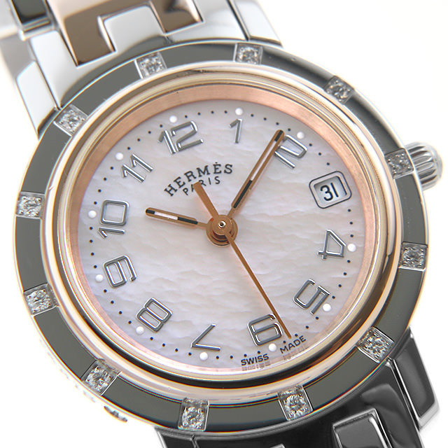 CL4.222 HERMES（エルメス） クリッパー ナクレ ベゼル12Pダイヤ 中古