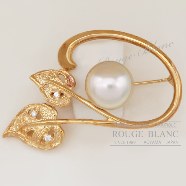 タサキ ブローチ パール×ダイヤモンド 真珠 K18YG 【中古】 Tasaki
