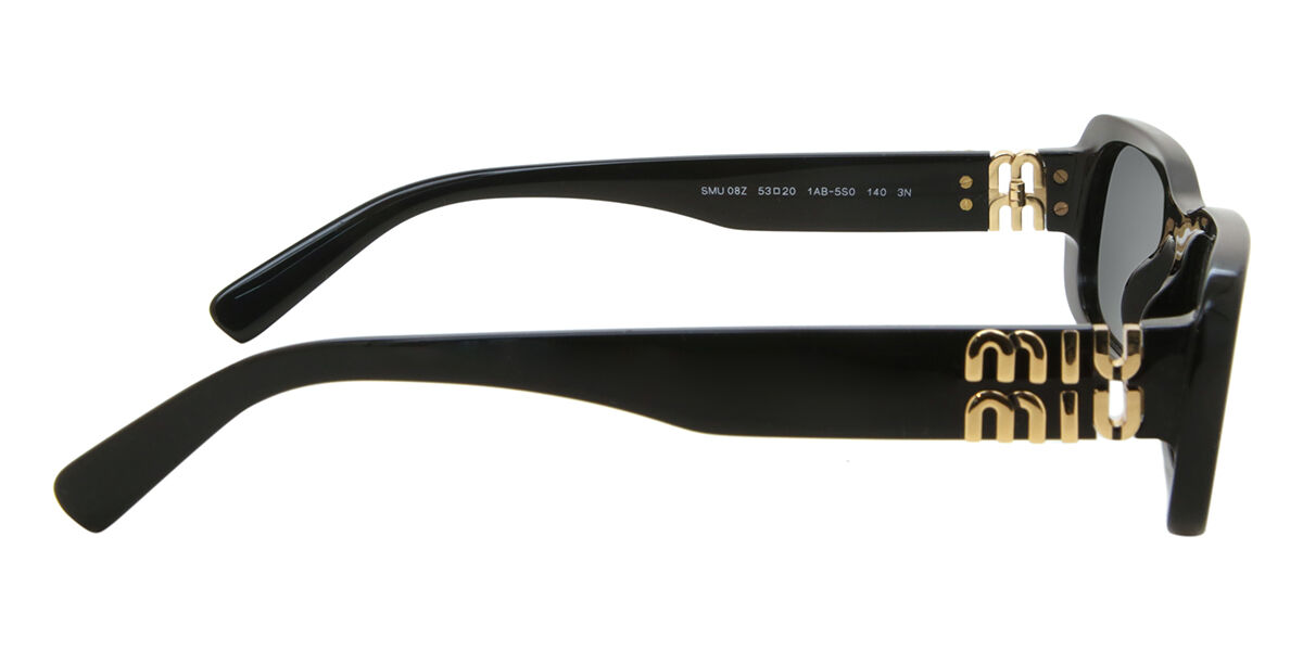 Miu Miu MU08ZS 1AB5S0 Rectangle Black Sunglasses | SmartBuyGlasses US