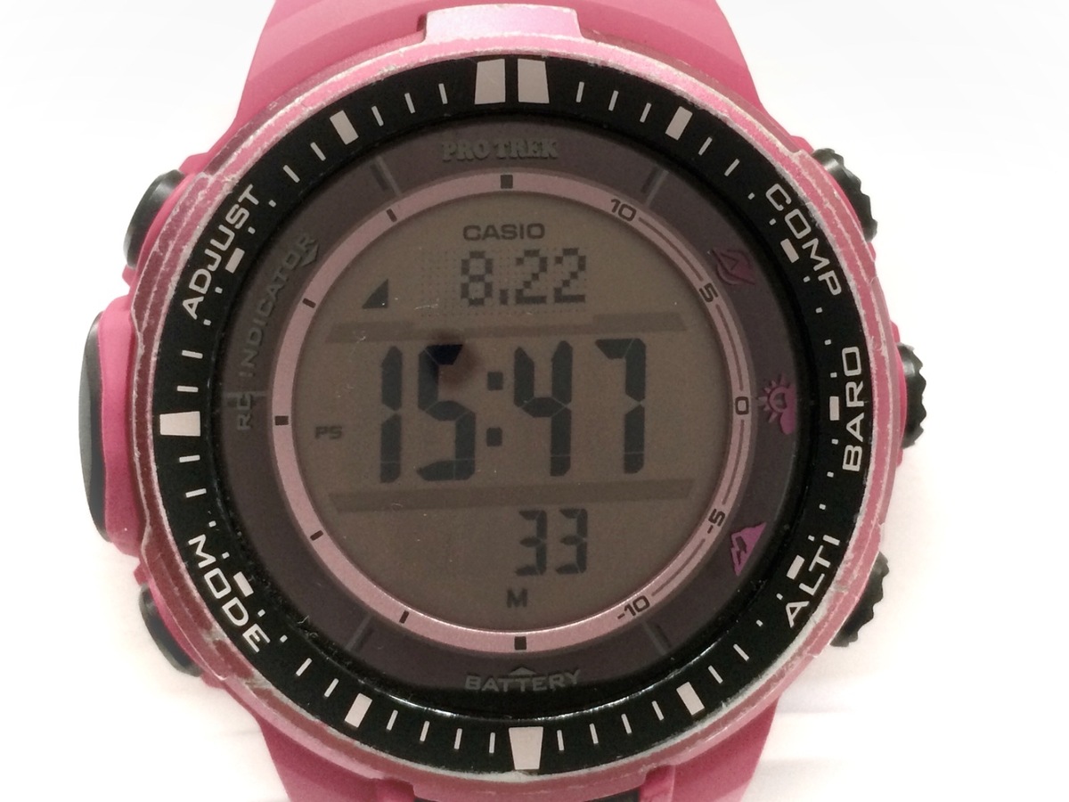カシオ 腕時計 プロトレック PRW-3000 メンズ ラバーベルト ピンク