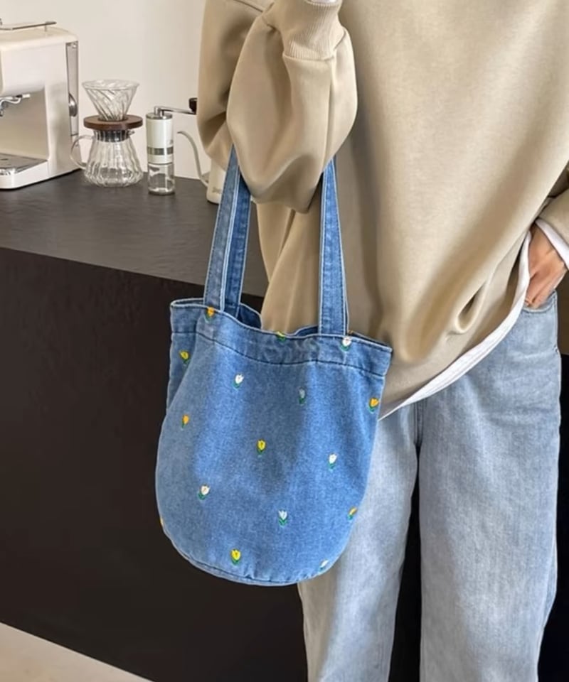 予約販売】フラワー刺繍デニムトートバッグ | KISHIKA