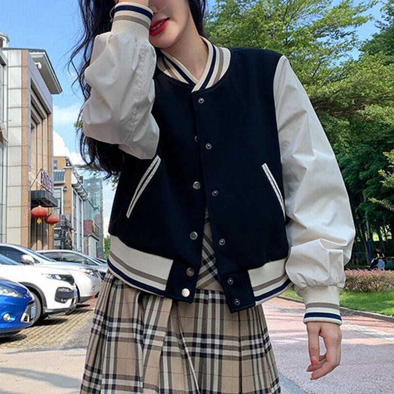 スタジャン ショート丈 ブルゾン ライトアウター ジャンパー