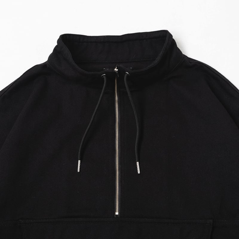 Half Zip Twill Pull over-ブラック | harapeco Store