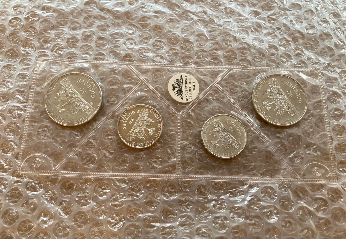 1973年 ハイチ共和国 プルーフコイン4枚セット 貝を持つ少女を含む