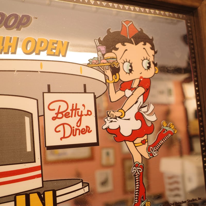 新品 Betty Boop ベティちゃん ダイナー ウッド パブミラー PUB MIRROR