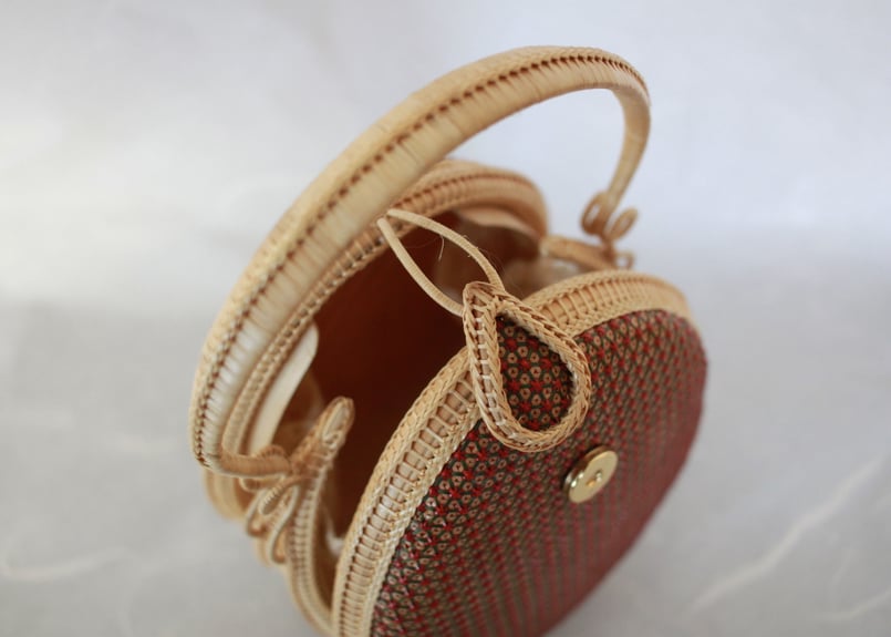 プラニー工房 ミニ竹籠バッグ（赤） | 麻乃屋【Asanoya Kyoto】