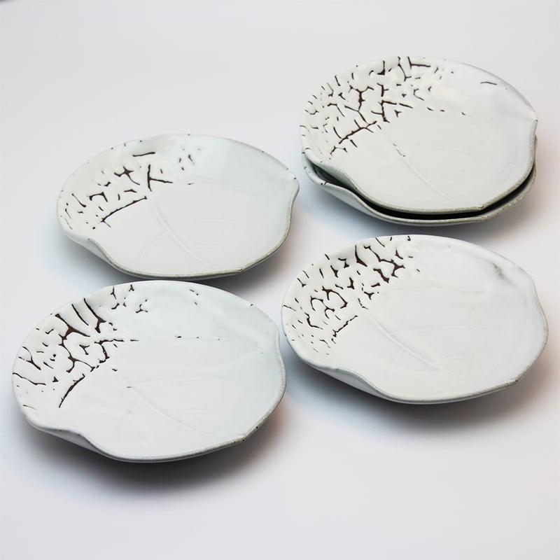 かいらぎ木の葉銘々皿揃（化粧箱）｜萩焼窯元 萩陶苑 椿秀窯 ギフト