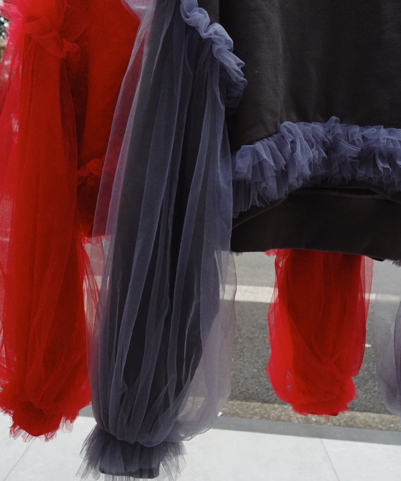 VIVIANO × JURK / Cropped Tulle Sweatshirt(gray)