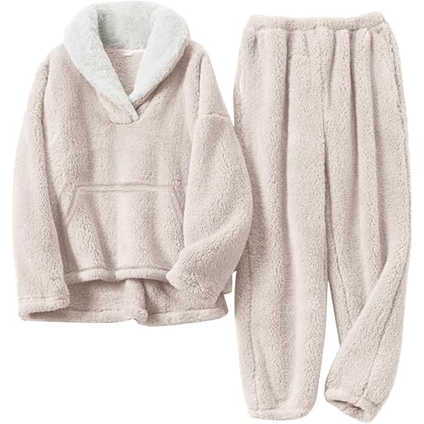 Yimoon Women's Winter Fluffy Pajama Set Fleece Pullover Loose