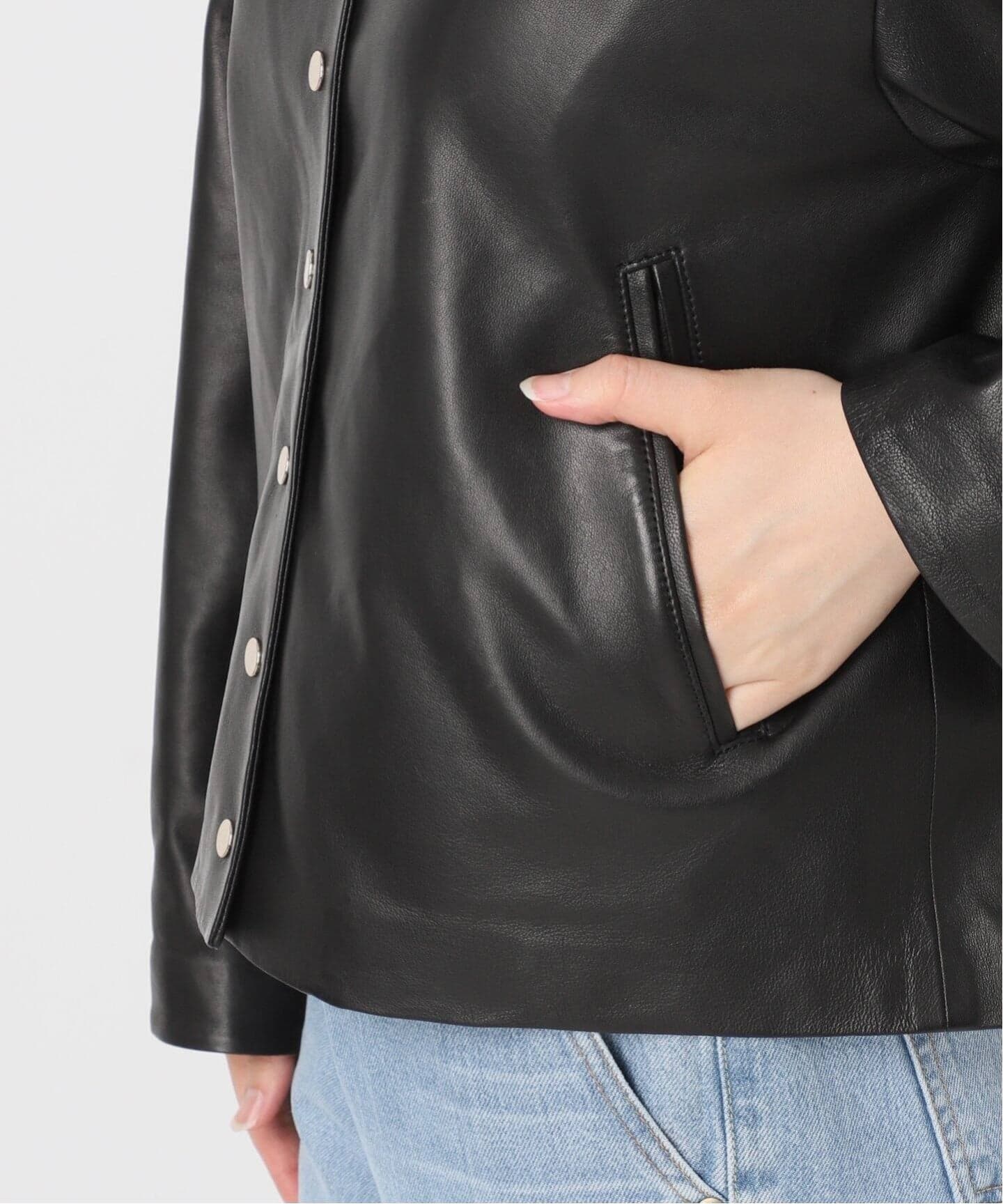 追加》シープクルーネックブルゾン（レザージャケット）｜IENA（イエナ