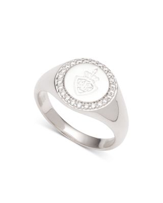 Ralph Lauren Sterling Silver Cubic Zirconia Logo Signet Ring