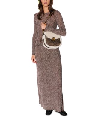 MZ WALLACE Crosby Lock Small Shearling Trim Crossbody Bag