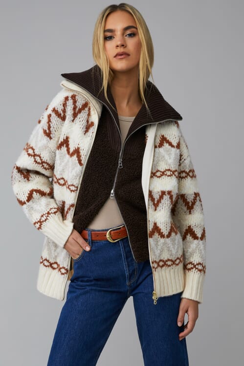 Varley | Brooke Fairisle Knit Jacket in Whitecap Mountain Fairisle