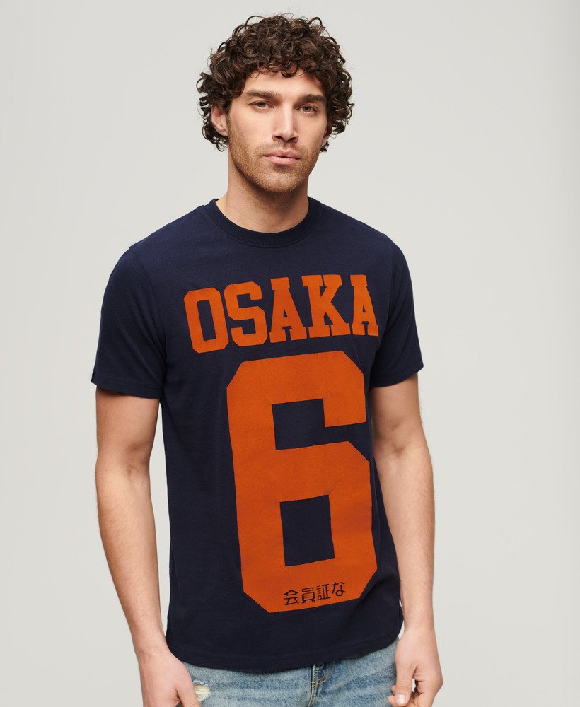 mens Osaka 6 Graphic T-Shirt in Blue Navy Marl | Superdry US