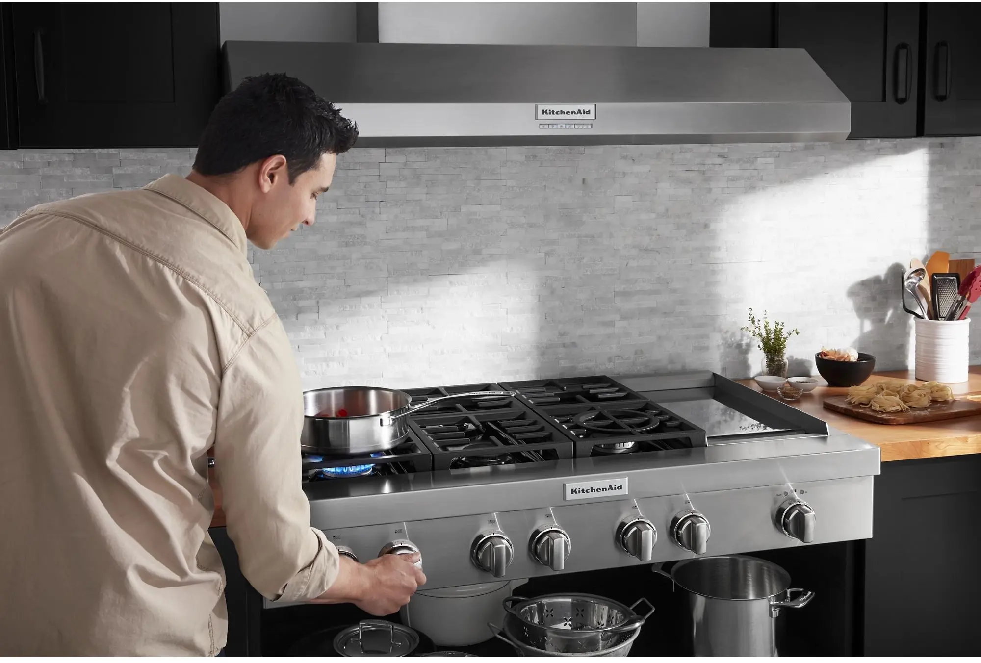 KitchenAid KCGC558JSS 48 Inch Commercial-Style Gas Rangetop