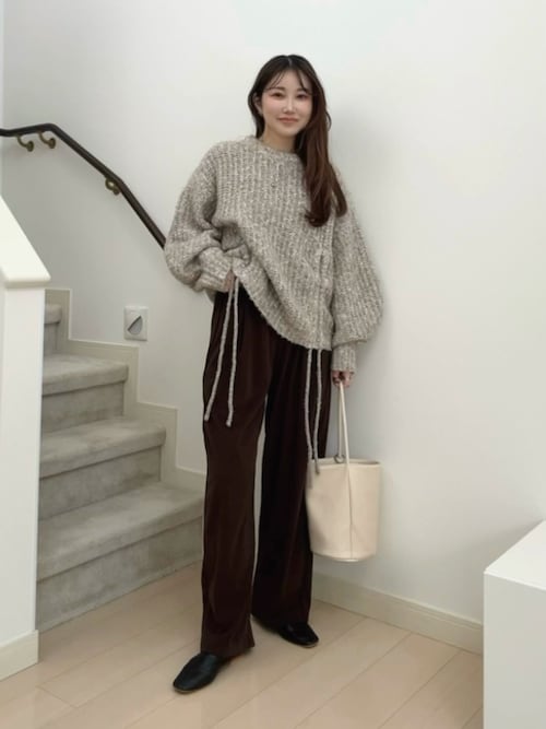 セール】【大人可愛いミックスニット】ミックスシャーリングビック