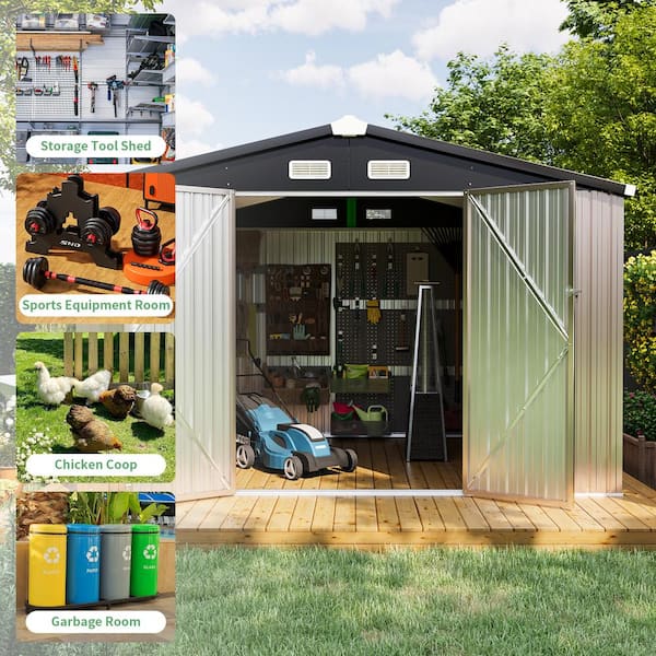 Sizzim 10 ft. W x 8 ft. D Metal Storage Shed for Garden and