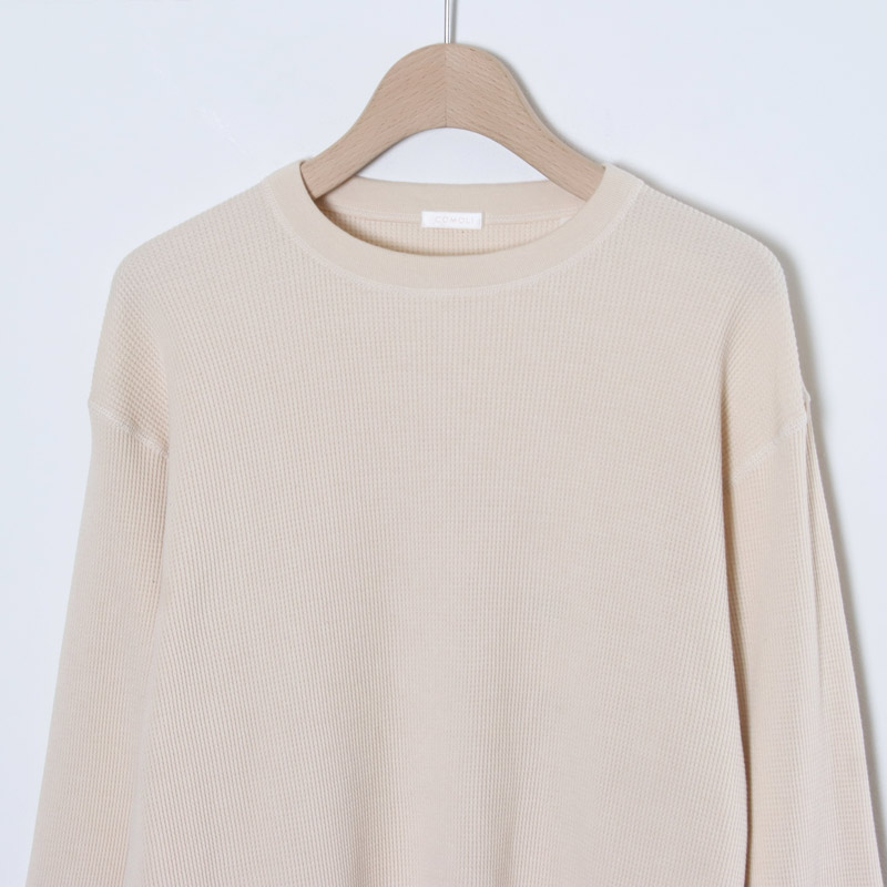 COMOLI (コモリ) コットンカシミヤ ワッフル長袖クルー