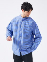Natural Cotton】バンドカラー ストライプシャツ｜OUTLET (MEN'S