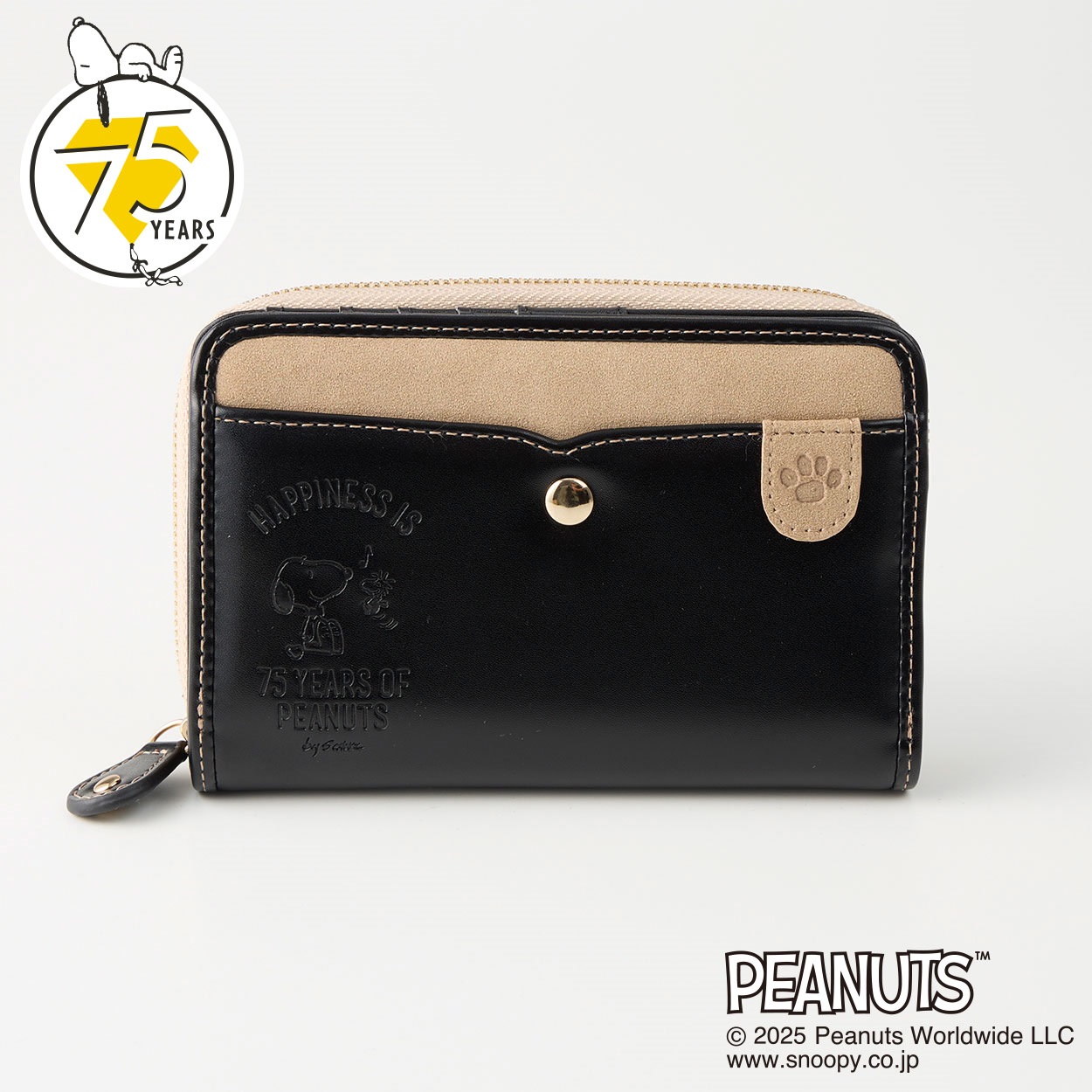 ピーナッツ（PEANUTS）75周年アートバイカラーラウンドファスナー折
