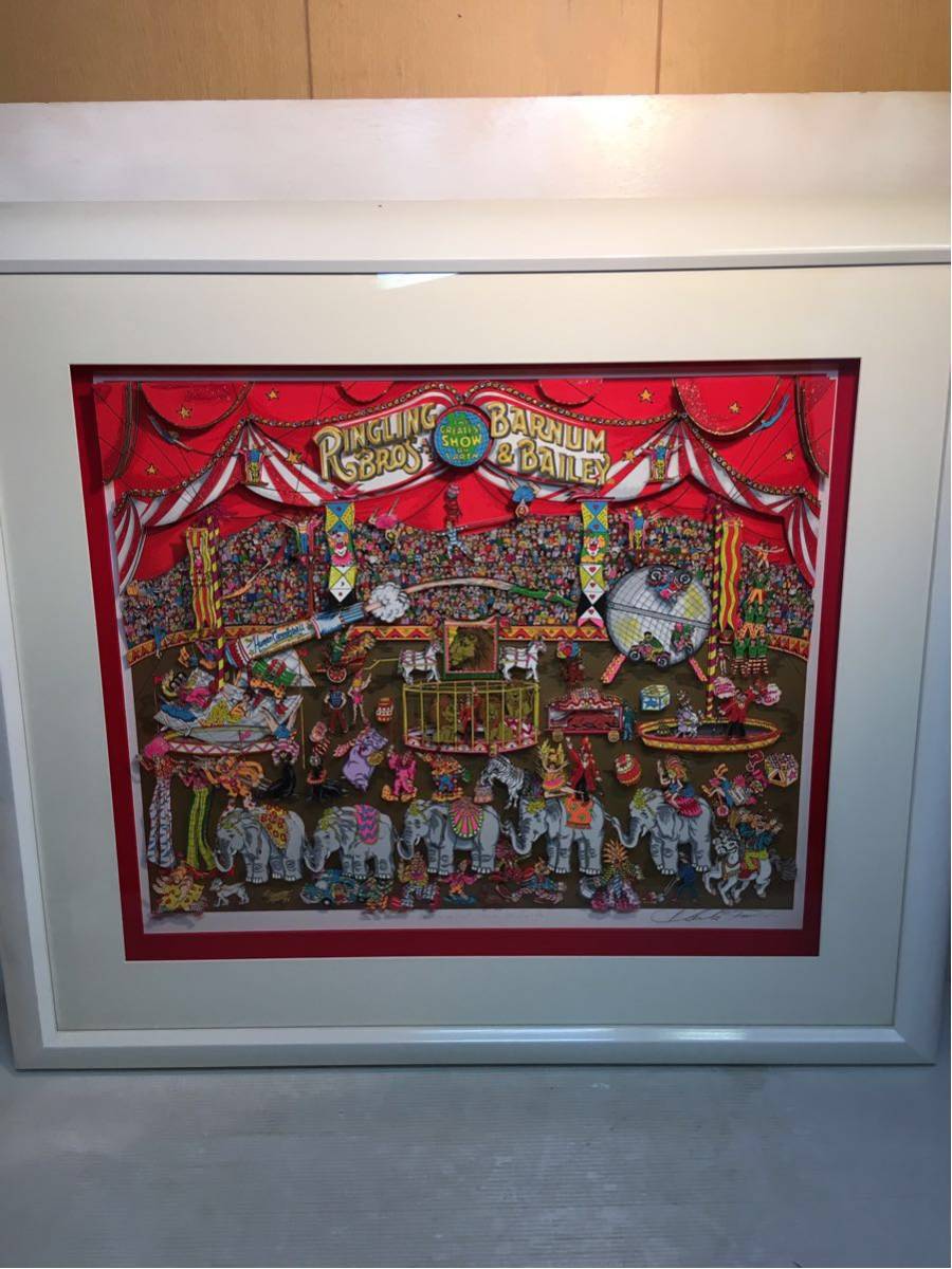 中古】○希少 チャールズ・ファジーノ 地上最大のサーカス W92×H81 3D