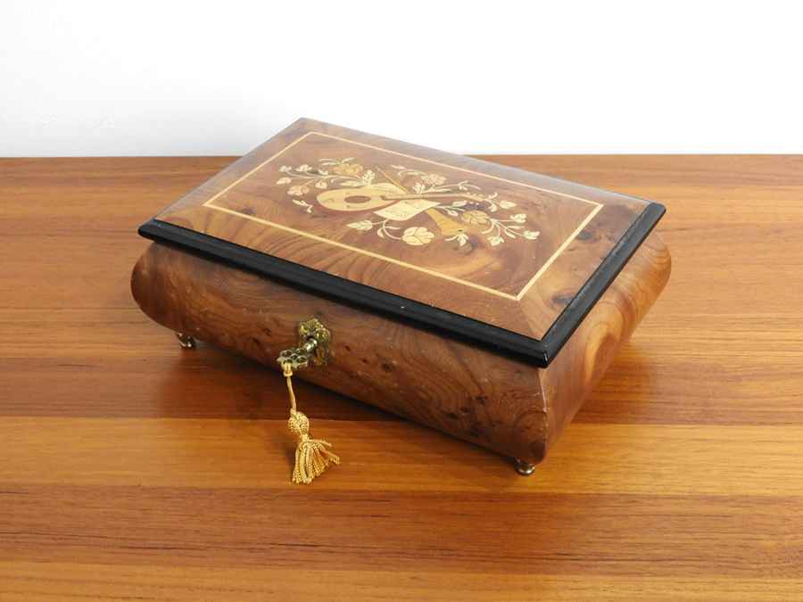 REUGE リュージュ オルゴール イタリア象嵌 ジュエリーボックス 鍵付き