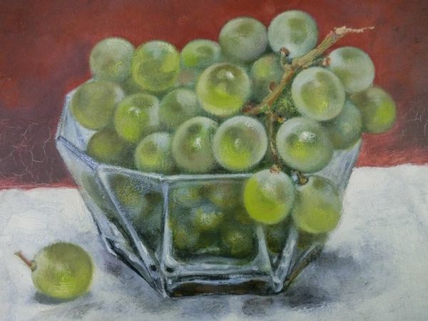 油絵 絵 絵画 インテリア 額付(白) uF6-061203 静物 果物 ぶどう 絵画