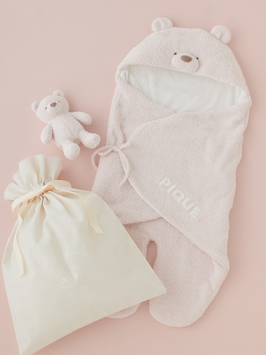 ラッピング済み】【BABY】パウダーベアおくるみ＆ぬいぐるみSET