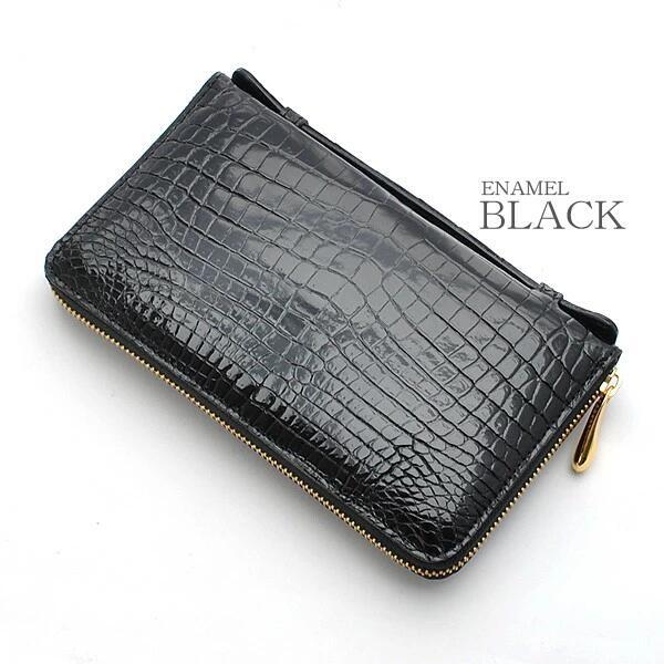 クロコダイル 長財布 メンズ 日本製 ラウンドファスナー ロング
