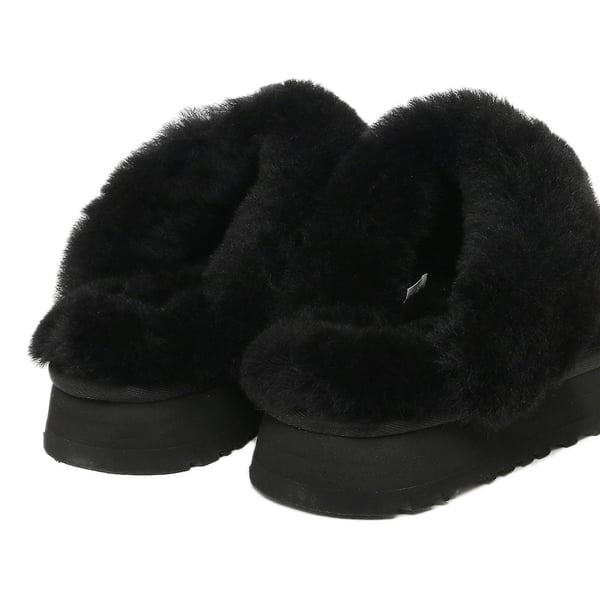 アグ スリッポン ディスケット ムートンブーツ ブラック レディース