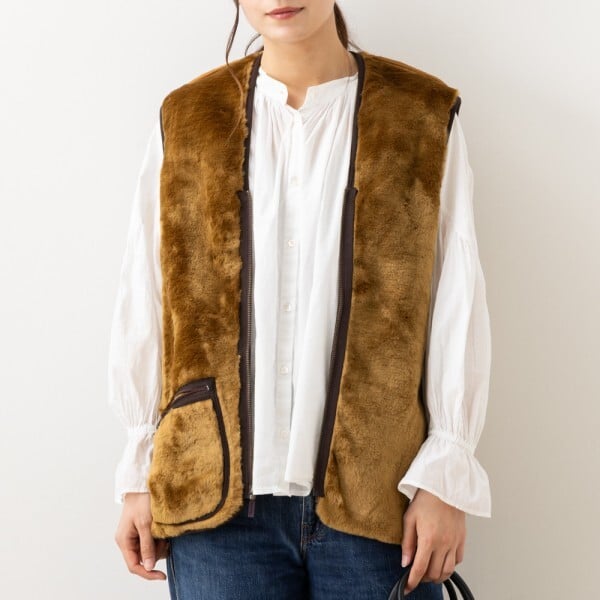 バブアー ベスト フロントジップファー ライナーベスト ブラウン