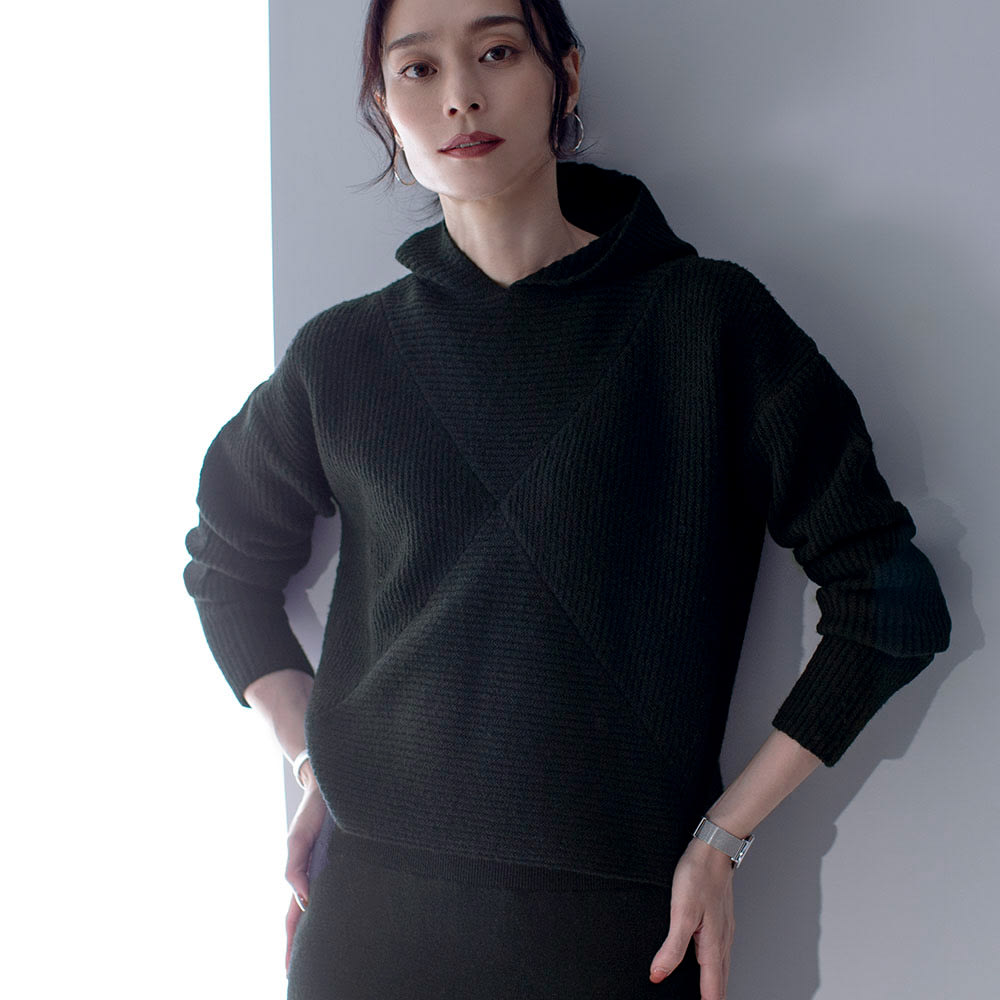 フード付き クロップドニットプルオーバー 通販 - ディノス