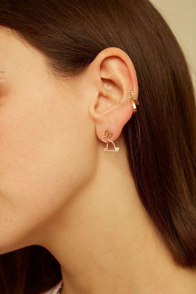 ALIITA(アリータ)｜LITTLE RABBIT WITH PEARL ピアス(左耳用)/ホワイト