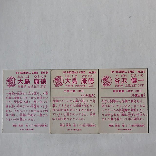 中日ドラゴンズ - 中日1984年【カルビープロ野球チップス】大島康徳2