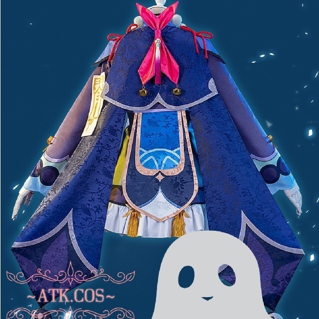 T③2 原神 七七 コスプレ 武器 模様 靴 ウィッグ 高品質