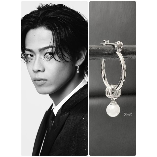 コムドット やまと 着用タイプ!!【ワンポイントパールピアス 1個】の